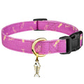 Cotton Dog Collar Pink Flower with Pendant Cute Dog Collar S