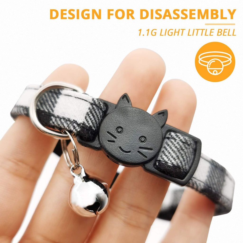 MJIYA Cat Collar with Bell, Breakaway Grid Collar with Plastic Buckle, Light Adjustable, Nylon, Kitty Collars