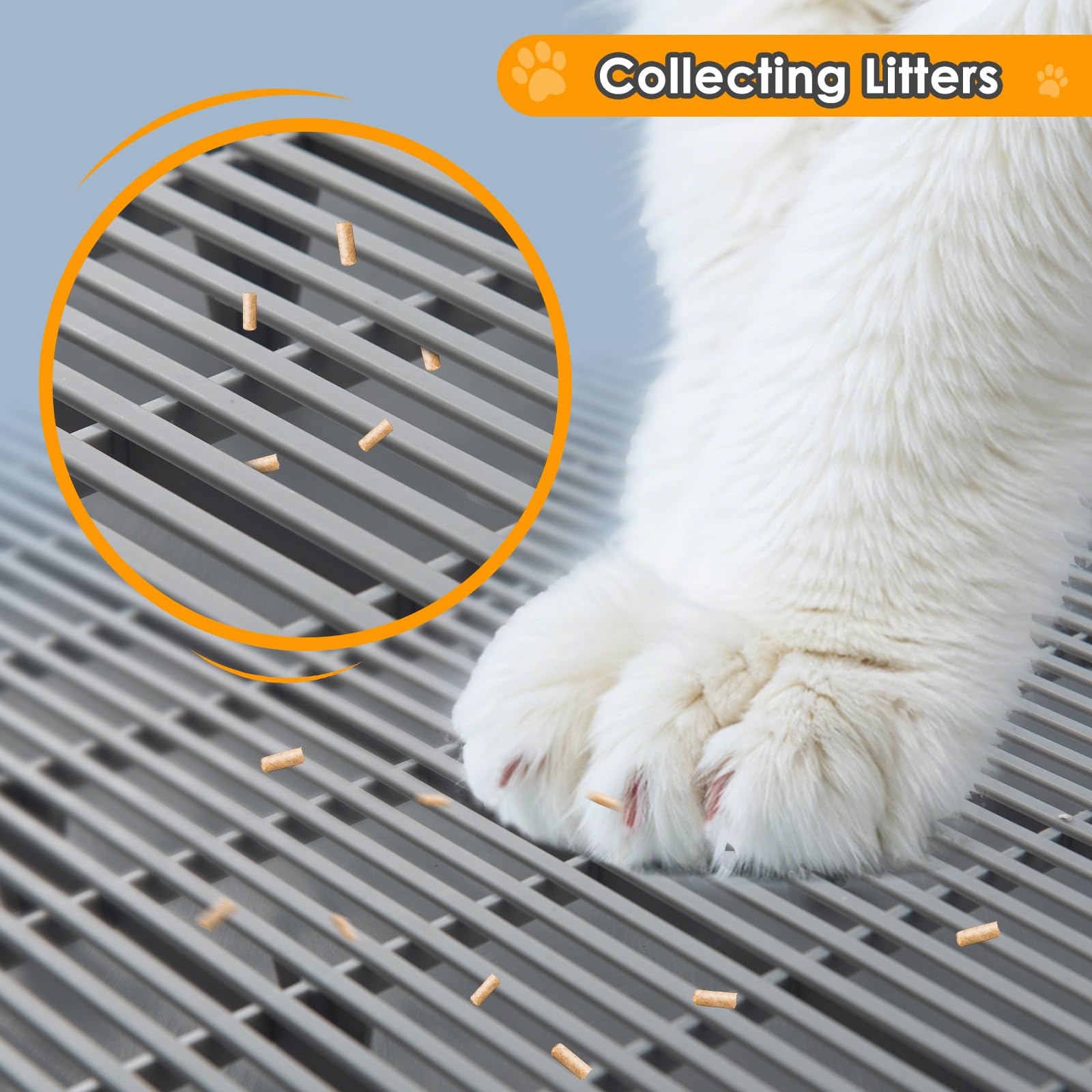 Litter Catching Step for Cat Litter Box, Litter Trap Stool for Automatic Litter Box Self Cleaning, Litter Collection Stairs, Litter Catcher Ramp for Old Geriatric Senior Cat or Kitten