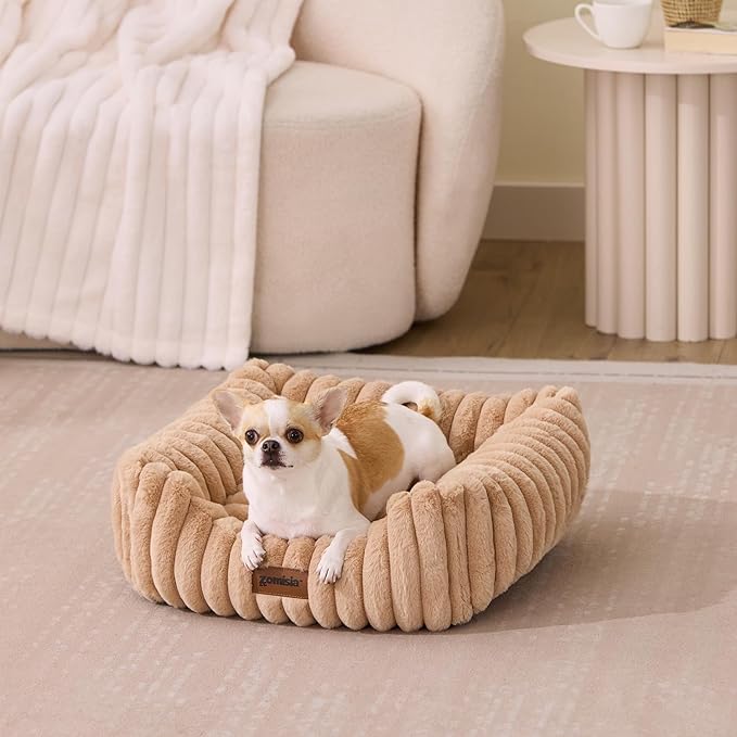 ZOMISIA Small Dog Bed, Cat Bed for Indoor Cats with Washable Cover, 20x19''