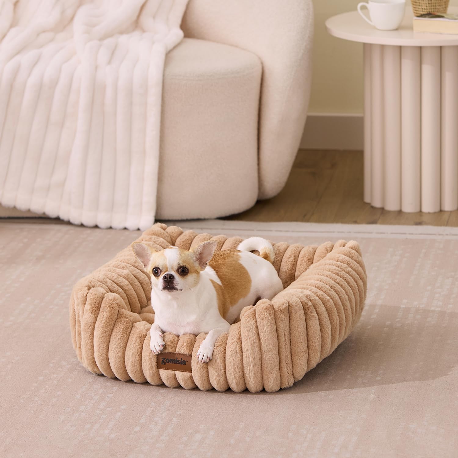 ZOMISIA Small Dog Bed, Cat Bed for Indoor Cats with Washable Cover, 20x19''