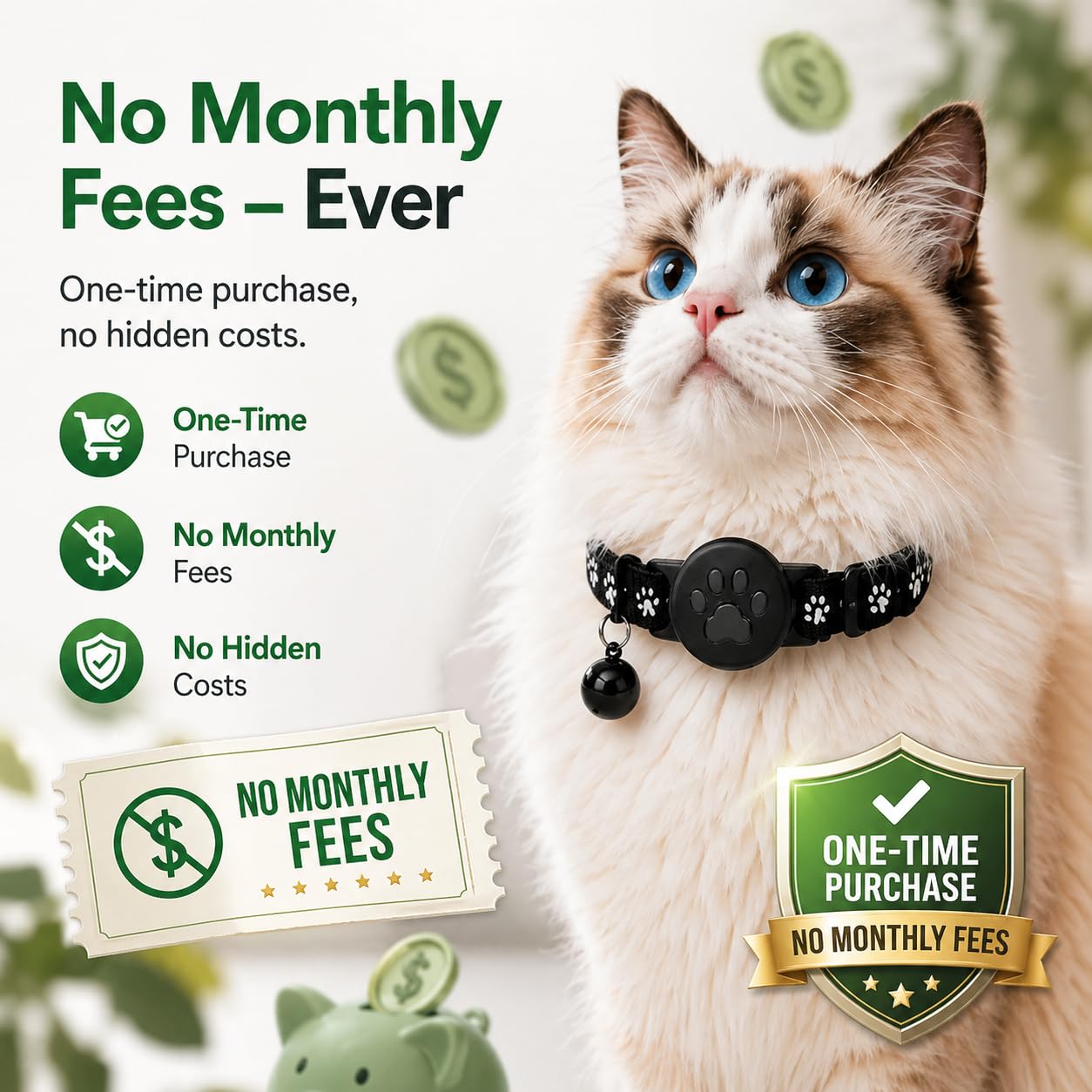 Pet Tracker,GPS Collar for Cats,Smart tag,Waterproof Compatible with Find My,No Monthly Fee,Advanced Tracking Solution Smart Collar for Pet Safety Ideal Small Large Cats(Android User)