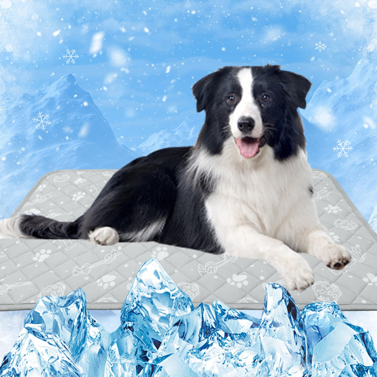 Self Dog Cooling Mat 39”x 59”,Color-Changing,Foldable and Washable,Grey