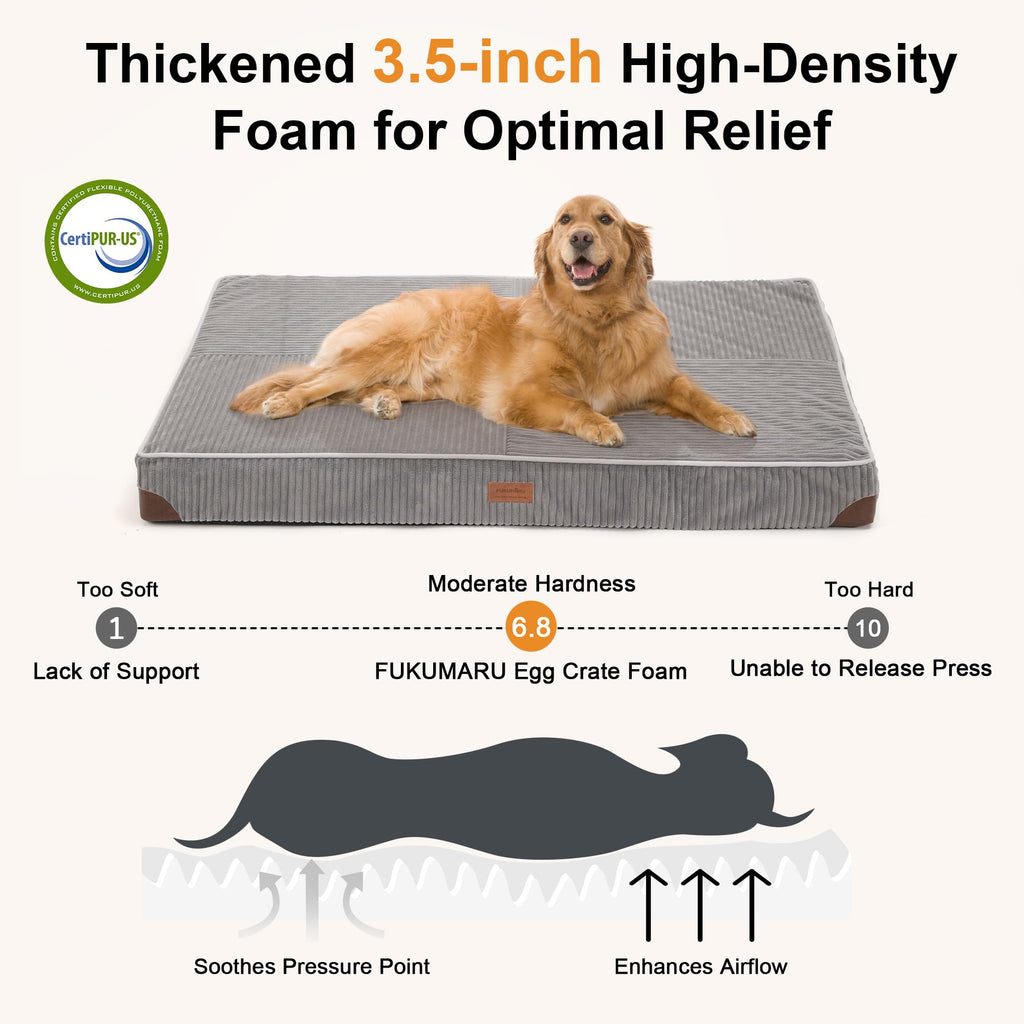 FUKUMARU Large Dog Bed, Thickened Waterproof Dog Mat with Washable Cover