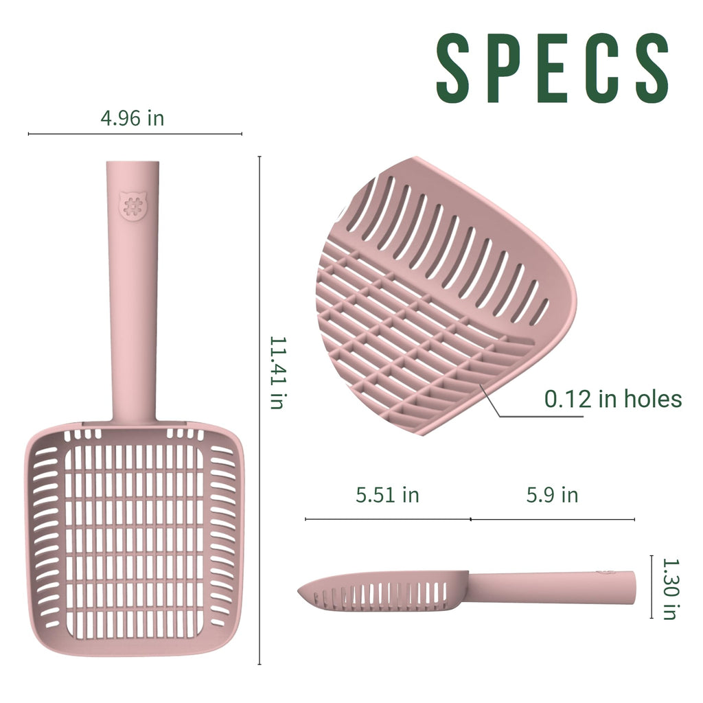 CATSTAG TypeC Cat Litter Scoop - Small Holes (0.11in) Big Size Scooper - Long Handle & Easy Cleaning - Hanger for Litter Box