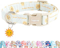 Faygarsle Sunshine Pattern Dog Collar, Adjustable Cotton Fabric, Cute Design for Small Medium Large Dogs, M