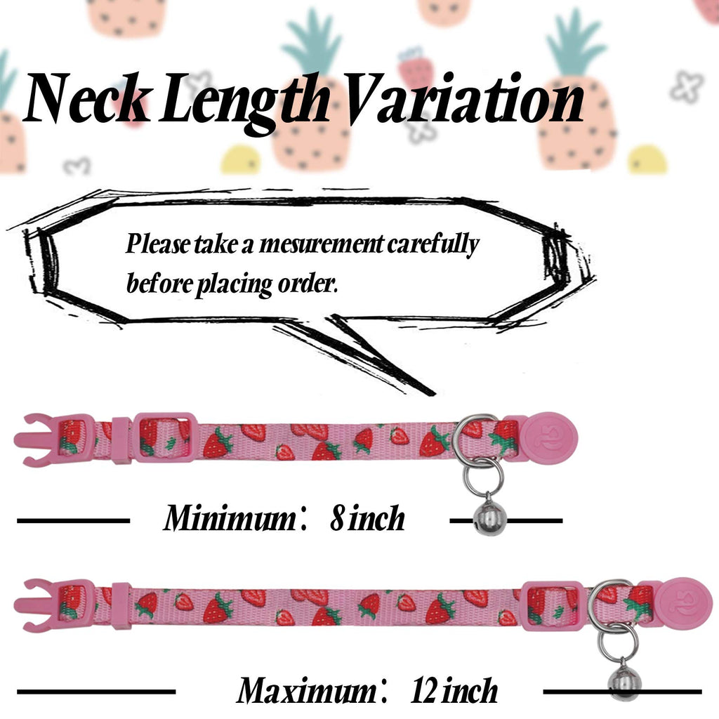 azuza 4 Pack Cat Kitten Collar Breakaway with Bell Quick Release Safe Buckle Adjustable Cat Kitten Collar