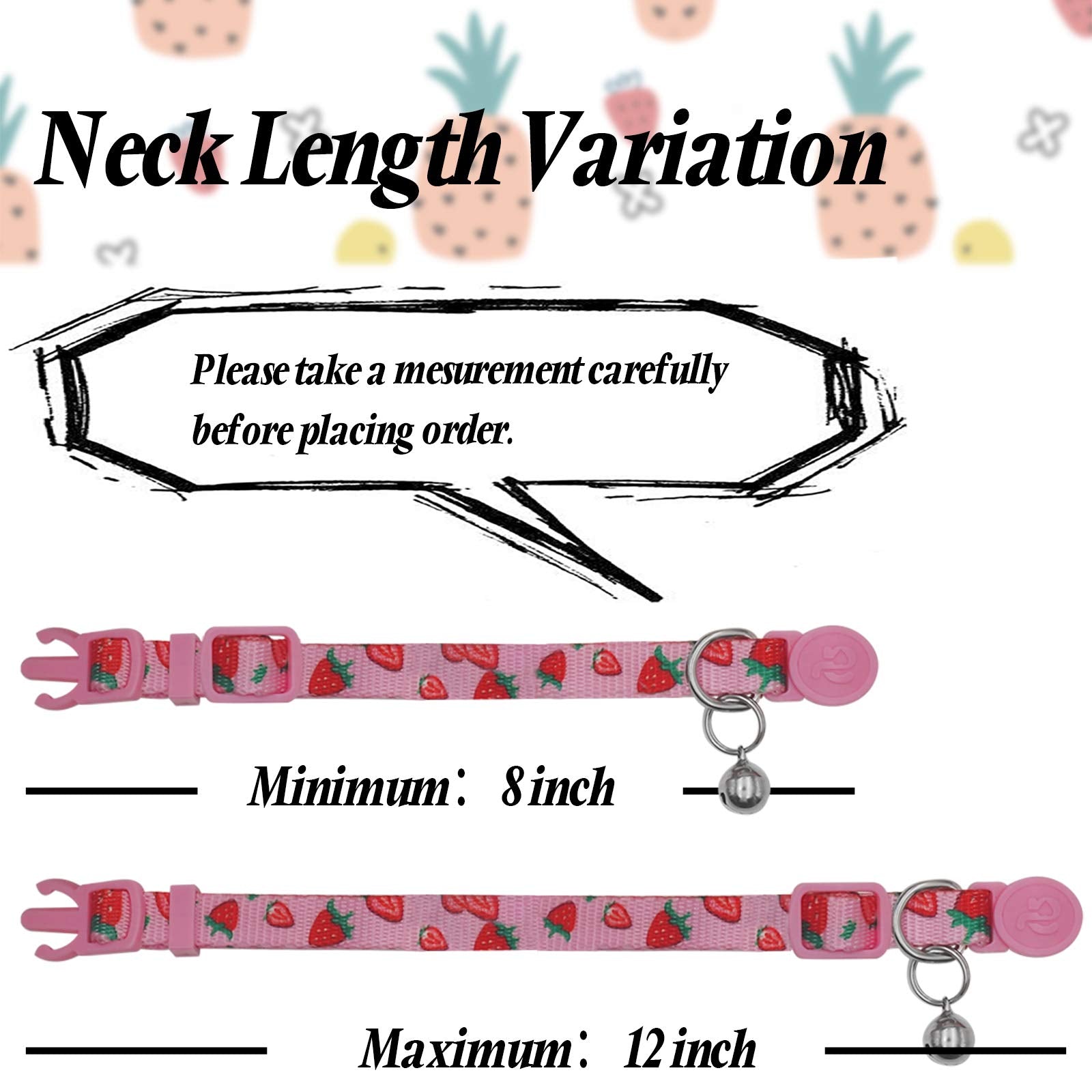 azuza 4 Pack Cat Kitten Collar Breakaway with Bell Quick Release Safe Buckle Adjustable Cat Kitten Collar