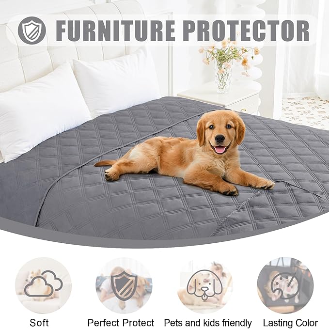 Smiry Waterproof Dog Bed Cover Blanket 40x50, Soft Reversible Pet Blanket, Washable Leakproof Cats Dogs Couch Cover for Sofa, Couch, Furniture, Grey/Grey