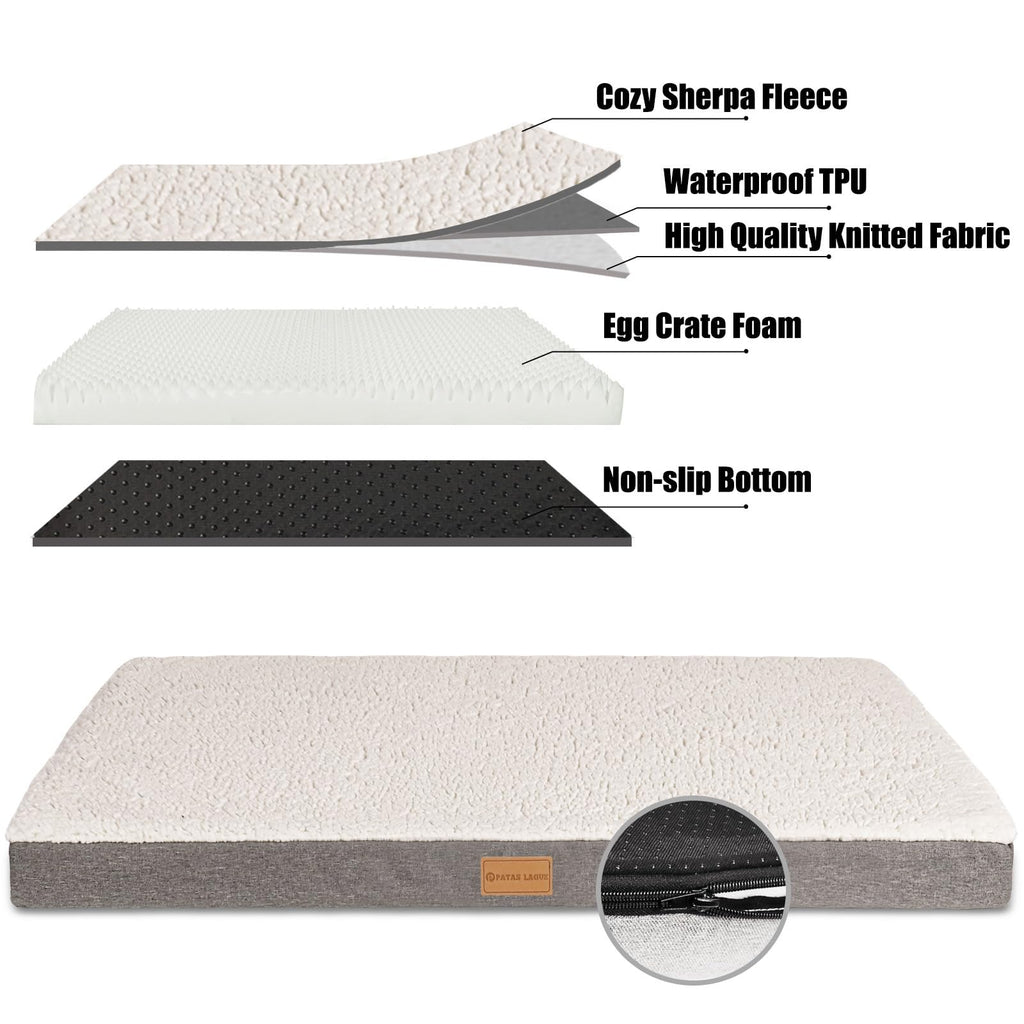 Patas Lague Orthopedic Large Dog Bed Washable Pet Sofa Mat 56''X40'' Ivory