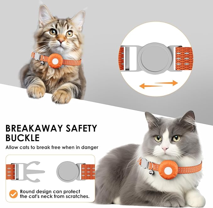 Cat Tracker, MINI GPS Tracker for Cats, Compatible with Apple Find My App(Only iOS), No Monthly Fee, Real-Time Tracking, Smart Alerts, Up to 1-Year Battery