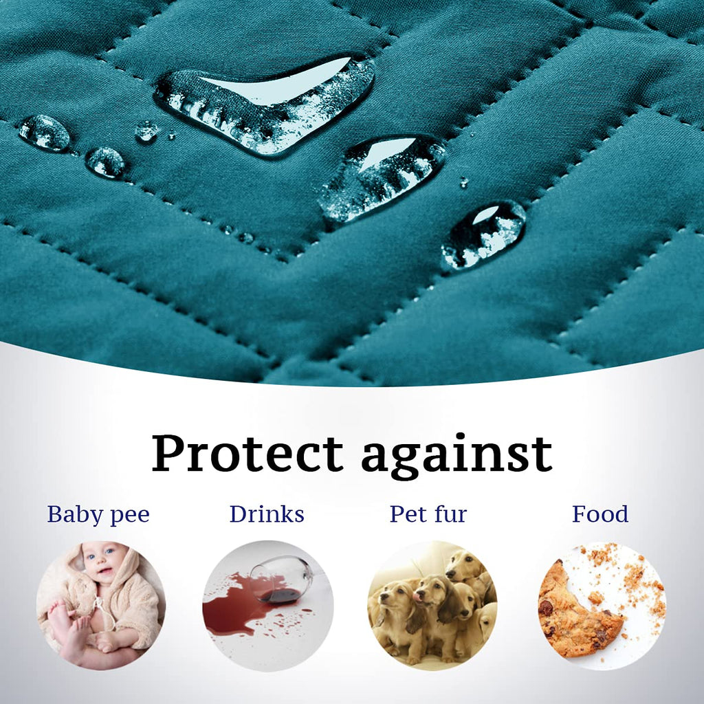 H.VERSAILTEX Reversible Sofa Slipcover Furniture Protector Water Resistant 2" Elastic Straps Sofa Cover Couch Covers Pets Kid Fit Sitting Width Up to 78" (Oversized Sofa: 86" x 132", Dark Teal/Beige)