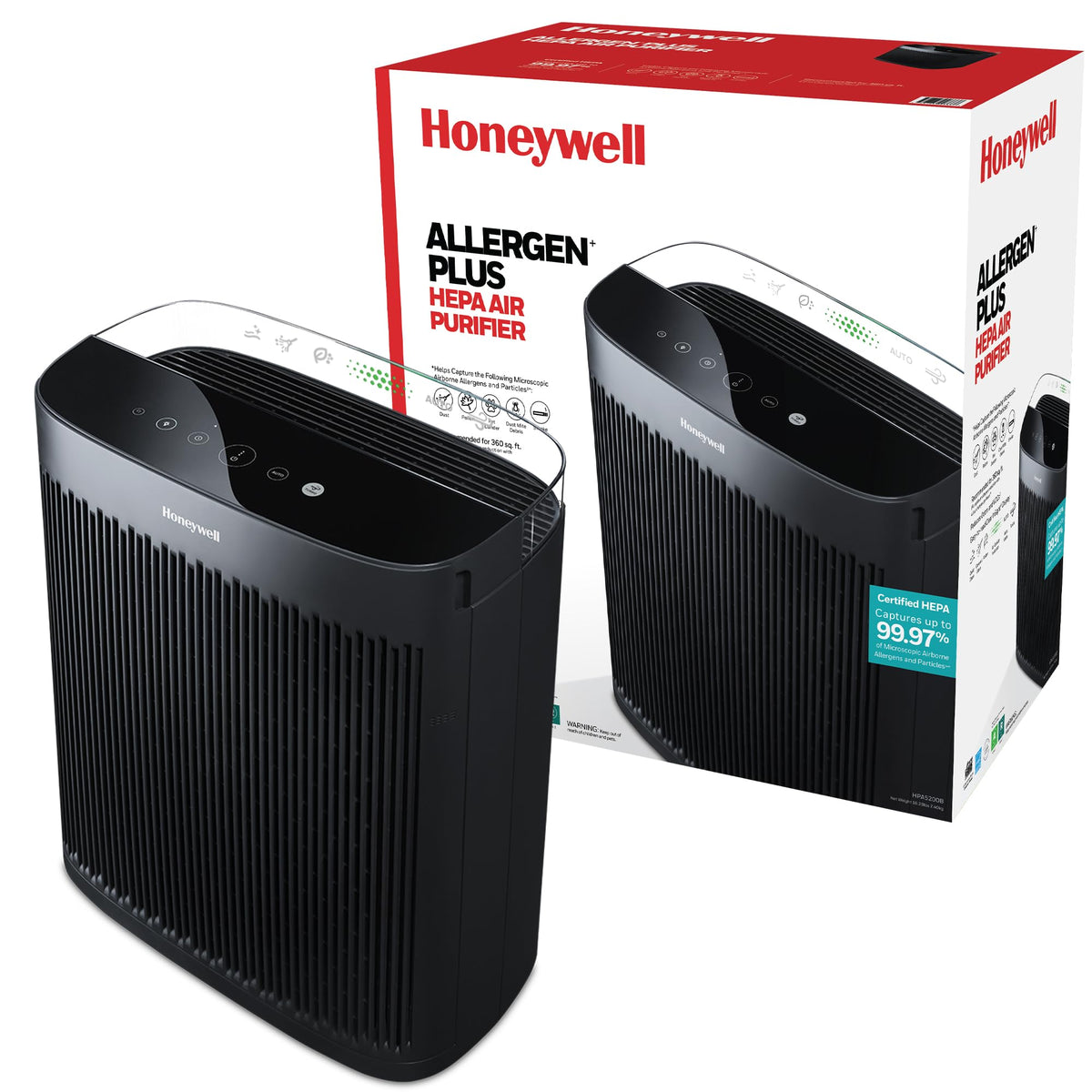 Honeywell HEPA Air Purifier for Home and Small-Medium 938 Ft² Rooms, White