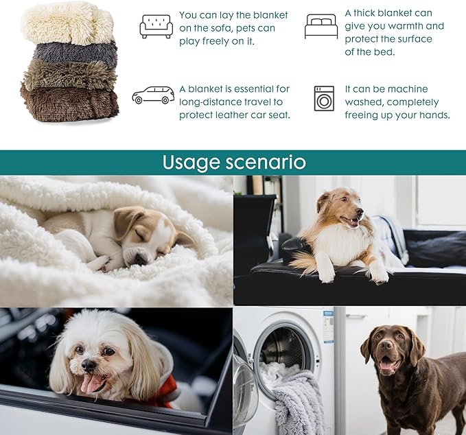 gogobunny Waterproof Dog Blanket for Couch & Furniture Protection - Super Soft Reversible Throw for Large Dogs & Cats, Calming Washable Fur & Sherpa Pet Blanket (60x80 Inch, Stone)