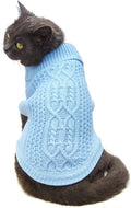 Stretchy Cat Sweater - 17 Colors & 6 Sizes | Snug Winter-Ready Knit for Boy/Girl Cats & Kittens(Blue, Large)