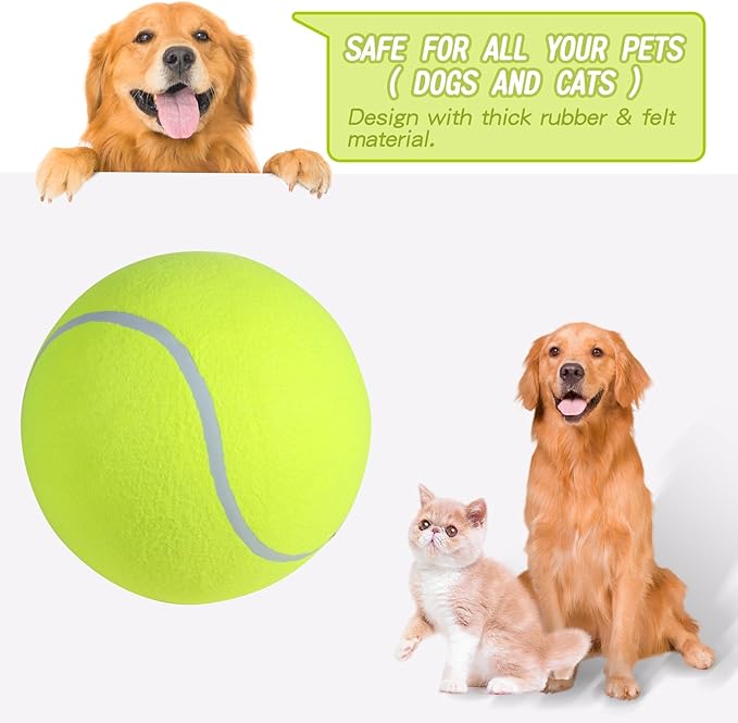 susu & wuwu Giant Tennis Ball for Dogs Yellow Big Tennis Ball for Dog Birthday Gift 9.5" Pet Toy Balls for Small/Medium/Large Dogs
