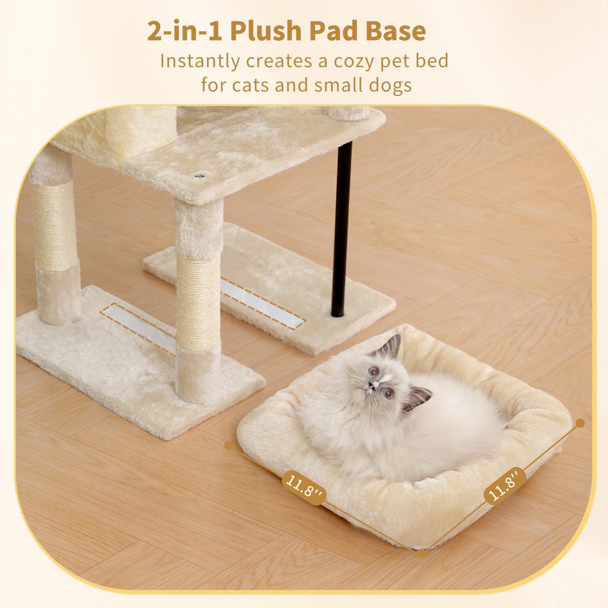 Heybly Cat Tree, 45.3" Cat Tower for Indoor Cats with Large Perch HCT202SM