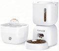 Automatic Cat Feeder and Water Fountain Set, White - 3L Food and Water Dispenser, Locking Lid, Plug-in/Battery Powered, Programmable Portions, 4 Meals/Day, 10s Voice Recorder for Cats and Small Dogs