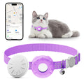 Cat Tracker, Waterproof Pet Tracker for Cats, Cat GPS Tracker Collar with Safety Elastic Buckle, Works with Any Collar, GPS Tracker Compatible with Apple Find My App (Only iOS), No Monthly Fee, Purple