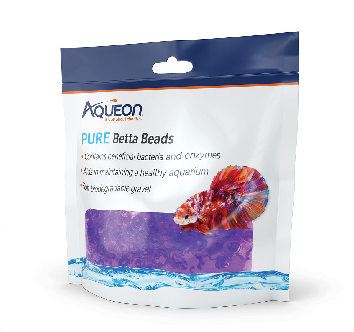 Aqueon PURE Betta Beads, Water Care for Unfiltered Aquariums, Maintains Clear Water and Helps Breakdown Organic Sludge, Blue