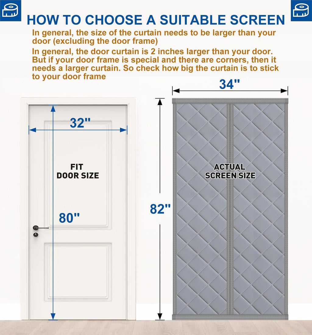 Cotton Thermal Door Screen Fit 32x80in Door Screen Door Itself Size 34x82in