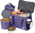 BAGLHER Dog Travel Bag Backpack Pet Supplies Backpack 5-Piece Set with Shoulder Strap 2 Lined Pet Food Containers 2 Foldable Feeding Bowls Essential Kit for Pet Travel