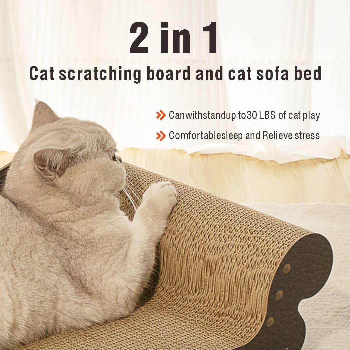Extra Large Cat Scratcher Bed, Sofa Shaped Cardboard Couch