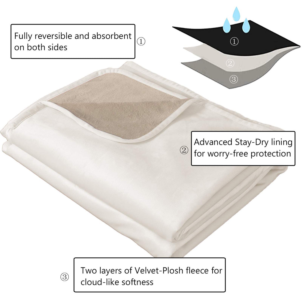 Ameritex Pet Bed Blanket Reversible 100% Waterproof Velvet Super Soft for Sofa and Bed (40x60 Inches, Cream+Beige)