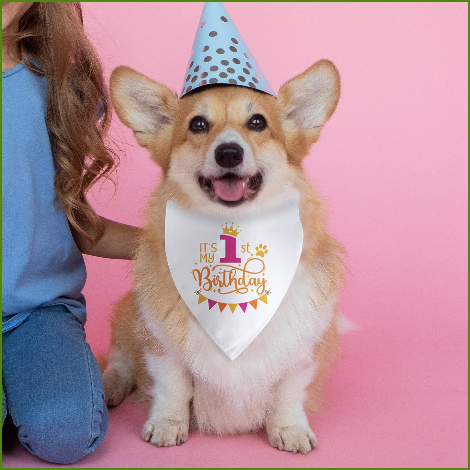 It's My 1st Birthday Dog Bandana Happy 1st Birthday Pet Triangle Scarf for Large Medium Small Dogs One Year Old Gifts Photo Prop Pet Scarf Accessories Christmas Puppy Gifts