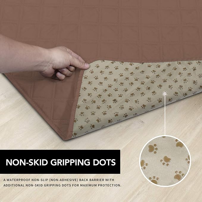 Easy-Going 100% Waterproof Dog Bed Cover, Non-Slip Pet Blanket for Furniture, Washable Couch Cover, Repleasement Sofa Cover (120X82 in,Brown)