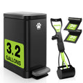 Dog Poop Trash Can with Scooper, 12L Outdoor Metal Waste Bin for Yard