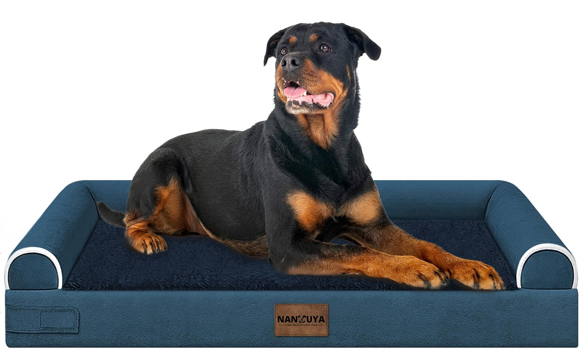 NANUYA Orthopedic Dog Bed for Jumbo Dogs, 48 x 33 Inch, Light Grey