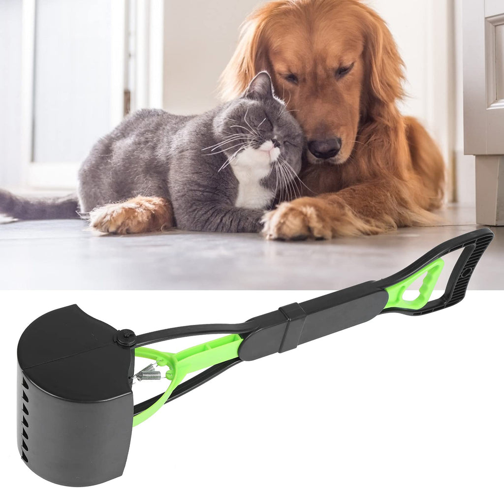 Pet Pooper Scooper, Long Handle Folding Poop Scoop, Stable Jaw Scoop Easy for Small Pet Poop, Pick Up Animal Waste Dog Puppy Cat Waste Picker Cleaning Tools Outdoor Dog Pooper Scooper(green+black)