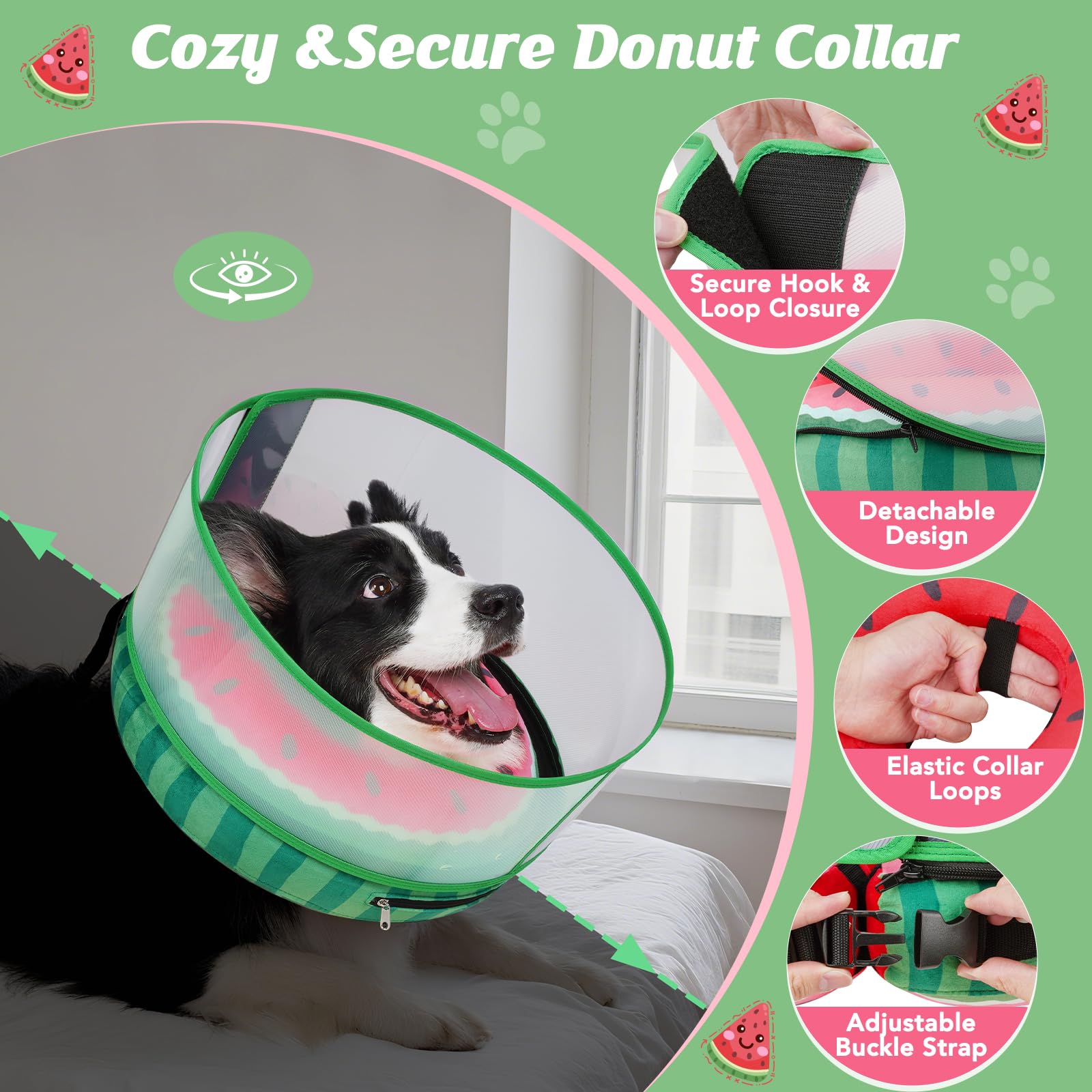Didopet Inflatable Dog Cone with Anti-Licking Clear Shield, Fits Small Dogs