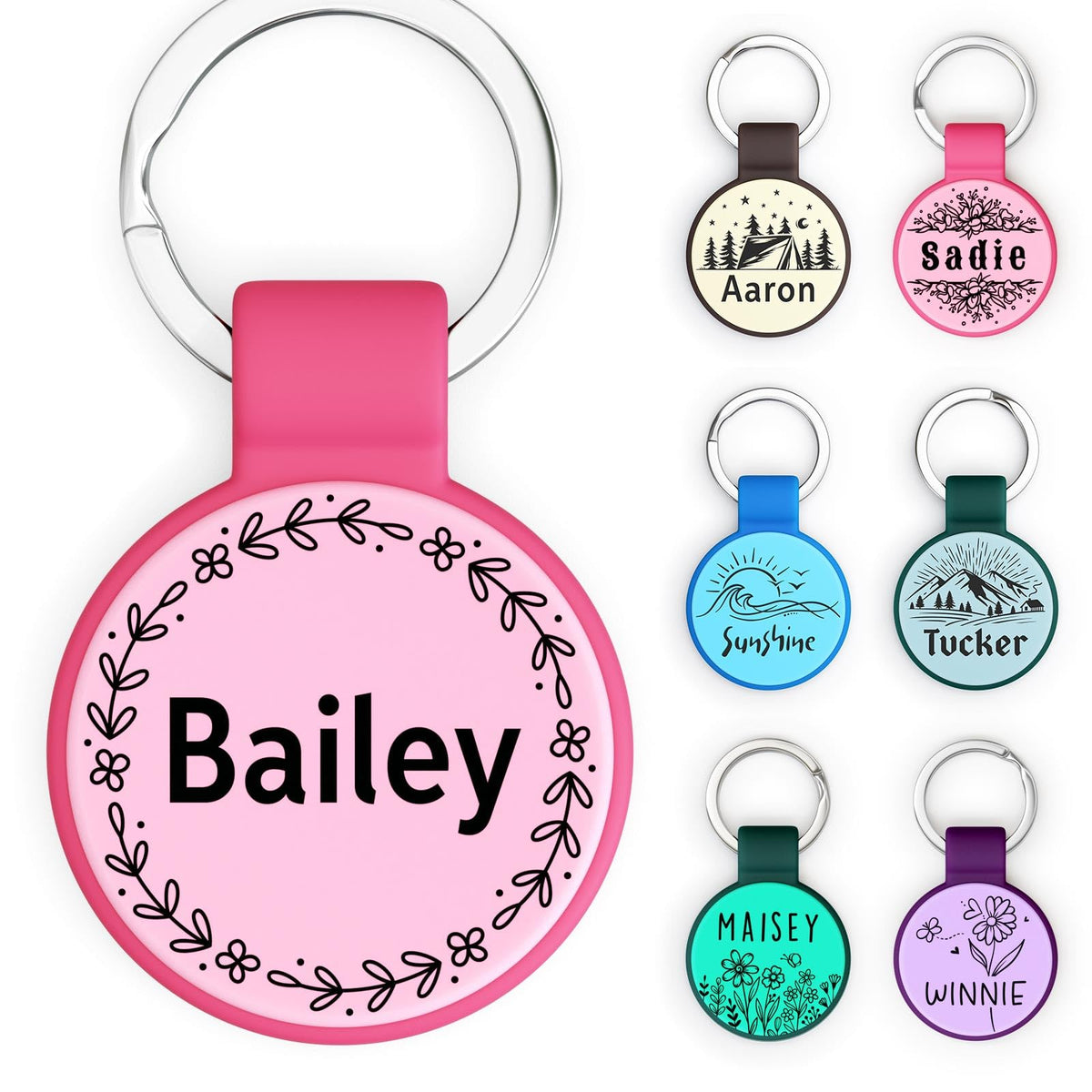 Brayhoo Silent Silicone Dog Tags, Custom Engraved Pet ID Tags for Cats and Dogs, Personalized Small Size Cat Tags with Cute Designs (Designs, Regular)