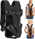Dog Carrier Backpacks, Adjustable Dog Backpack Carrier, Legs Out Easy-fit Dog Chest Carrier for Medium Small Dogs, Hands Free Dog Front Carrier for Hiking, Cycling（Black M）