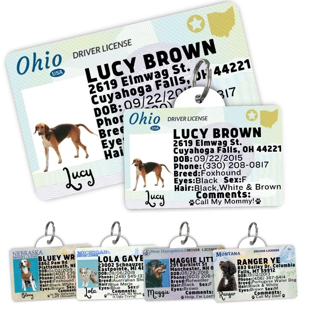 Dog Tags Personalized, Dog ID License Tag for Pets (Arizona, Wallet Card)