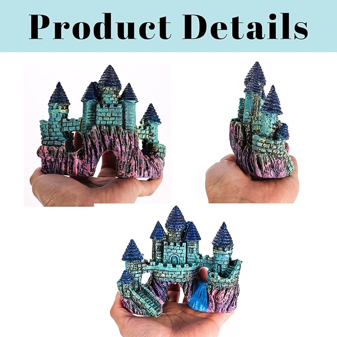 HoneTeek Fish Tank Decorations Vintage Castle Aquarium Decorations Resin Cave Hideouts Large for for Betta Fish Freshwater and Saltwater Fishtanks, Fish Tank Accessories