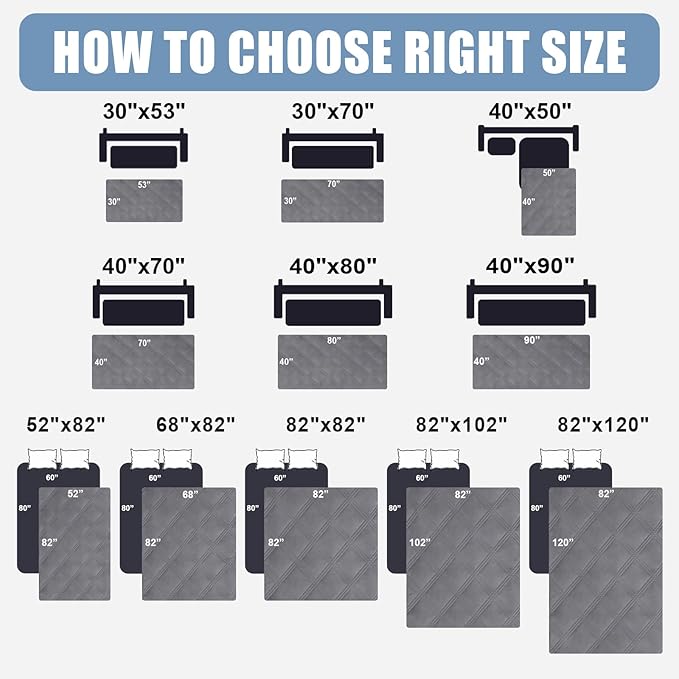 Smiry Waterproof Dog Bed Cover Blanket 40x90, Soft Reversible Pet Blanket, Washable Leakproof Cats Dogs Couch Cover for Sofa, Couch, Furniture, Grey/Grey