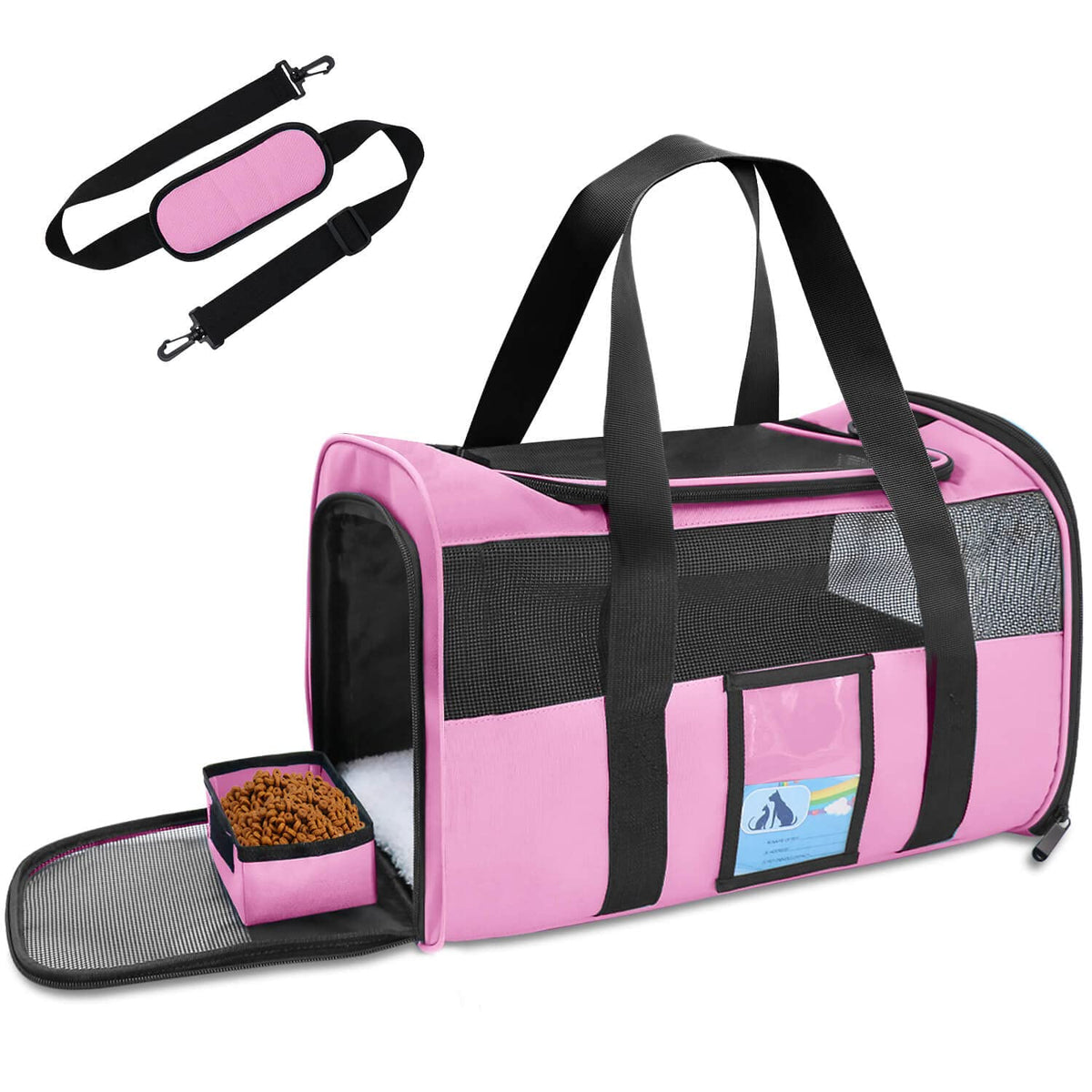 Refrze Pet Carrier Airline Approved, Cat Carriers for Medium Cats Small Cats, Soft Dog Carriers for Small Dogs, TSA Approved Pet Carrier for Cat Dog of 15 Lbs, Puppy Carrier,Black