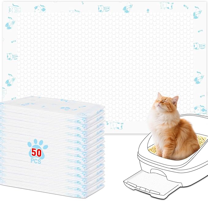 Cat Pads 25 ct Super Absorbent Pet Pee Pads Compatible with Tidy Cats Breeze Litter System 16.9x11.4 Inch Litter Pad for Litter Box