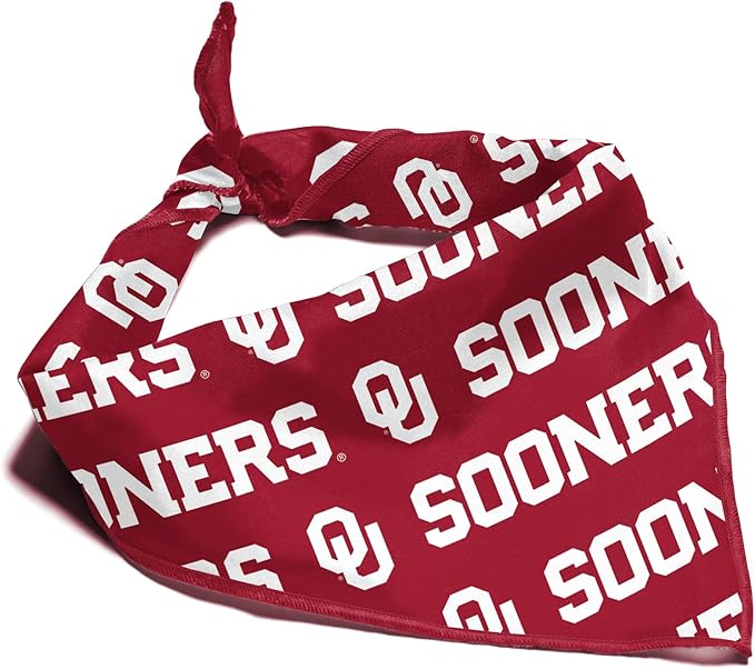 Oklahoma Sooners Officially Licensed Bandana for Dogs and Cats | Fits Pets Great Gift Idea | Easy-to-Tie (Small, 13")