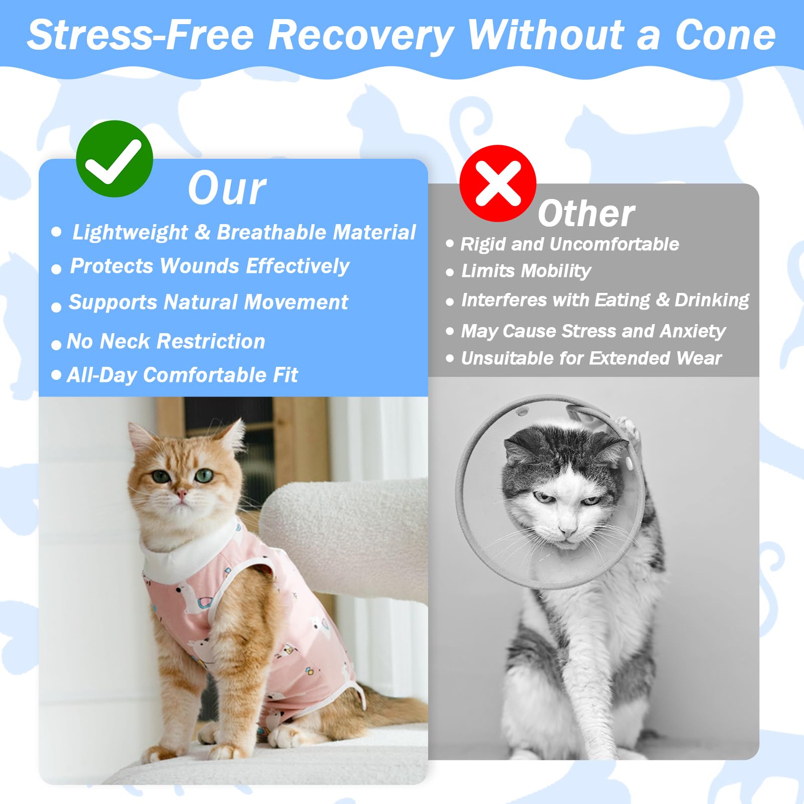 Coppthinktu Cat Recovery Suit Female Cat Onesie After Surgery Anti Licking