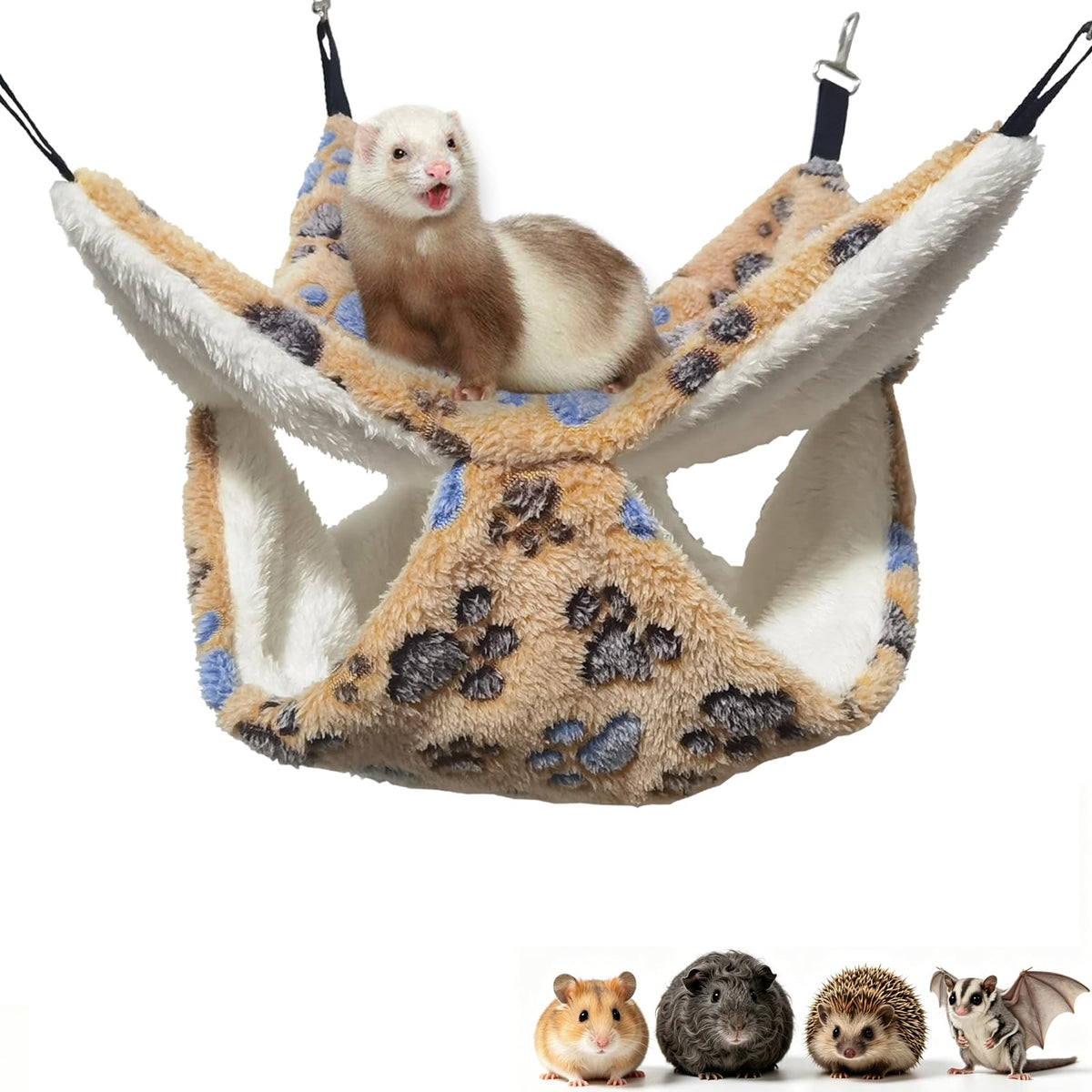 OINEEDU Guinea Pig Hammock for Cage 13.3X13.3,Sugar Glider Hammock,Reusable