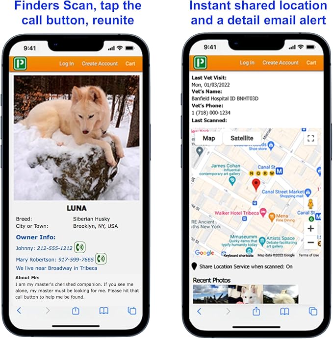 Pet Dwelling QR Pet Tag – Easy Scan Instant Location Alerts, Online Pet Profile with AI Feature for Dogs & Cats (Pink Paw)