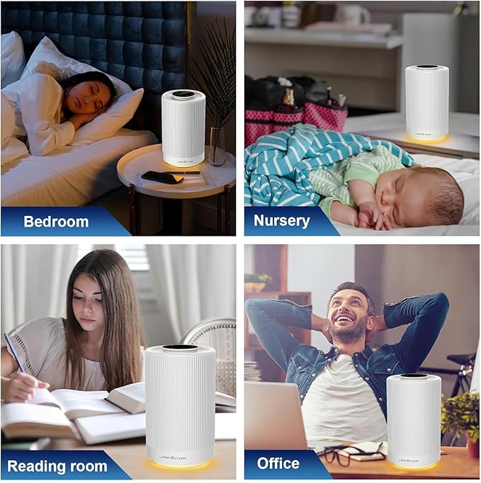 Jafanda Air Purifiers for Home bedroom,H13 True HEPA Coverage 450 sqft,22 dB Air cleaner with Brushless Motor,Effectively Remove Pollen Dust and Odor to Prevent Seasonal Air Diseases,Night Light