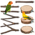9 PCS Natural Wood Bird Perch, Wooden Parrot Perch Stand