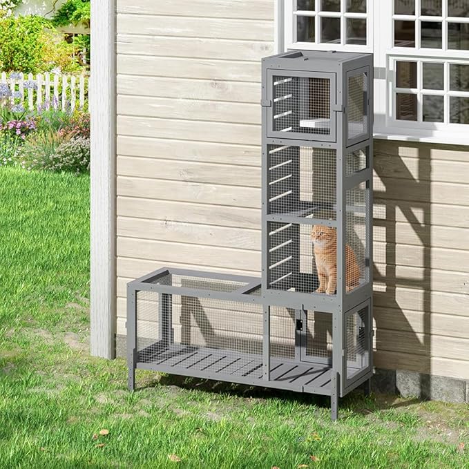 COZIWOW Modular Cat Tunnel 92.1" L Weatherproof Extendable Outdoor Cat Run