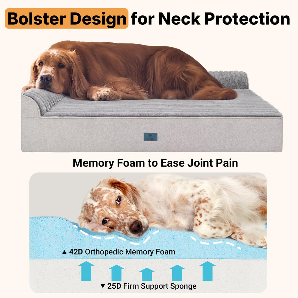 Veehoo Orthopedic Dog Bed for Senior Dog, 7" XL Memory Foam Bed with Sides