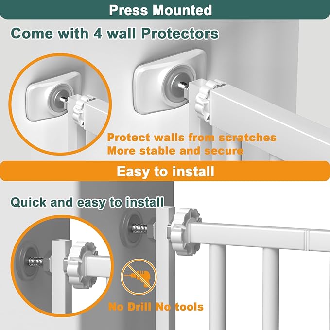 40.55" Tall, 45.86-53.74 Inch Wide, 1.37" Ultra Narrow Spacing Dog Pet Baby Gate Indoor for Doorway Hallway, Pressure Mounted 46 47 48 49 50 51 52 53 Inches Wide